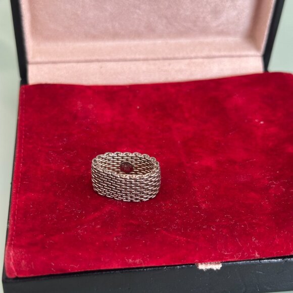 Tiffany & Co Somerset Mesh Ring Sterling Silver 925 – Size 7 Authentic - Picture 9 of 9